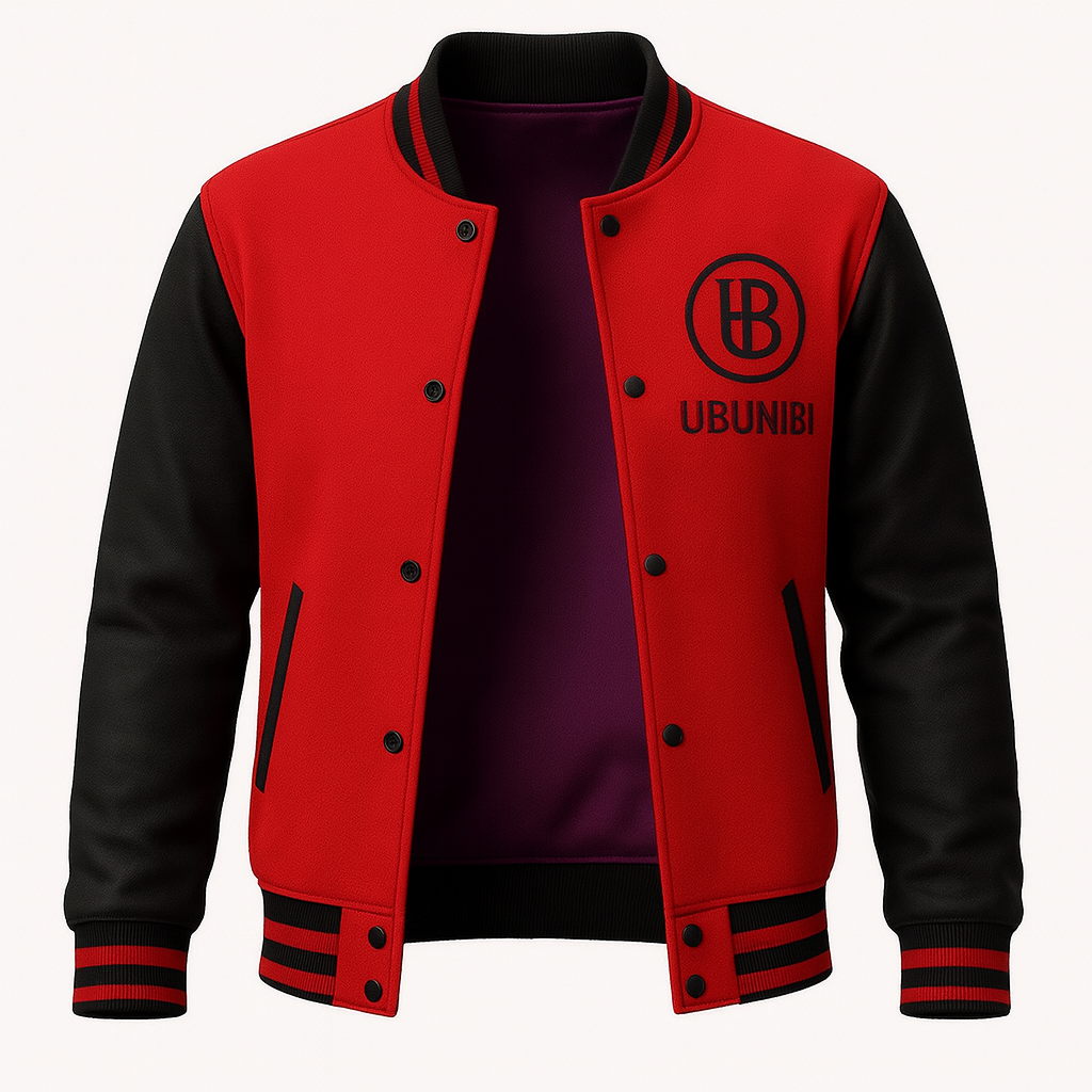 UBUNIBI Founders Edition Varsity Jacket – Black & Red (Limited Series)