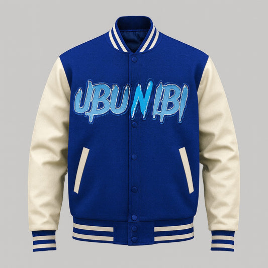UBUNIBI Blue & White Varsity Jacket