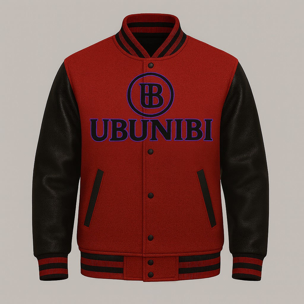 UBUNIBI Unisex Red & Black Varsity Jacket