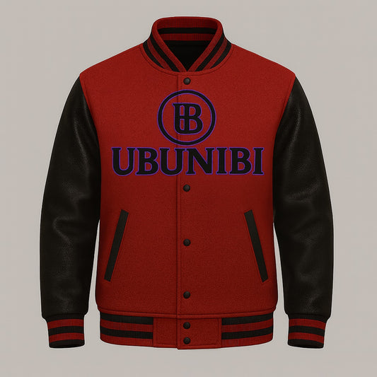 UBUNIBI Unisex Red & Black Varsity Jacket