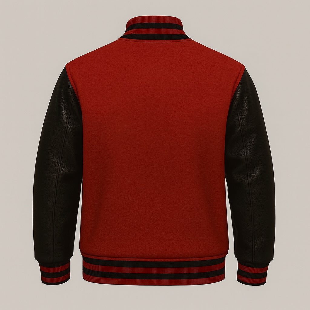 UBUNIBI Unisex Red & Black Varsity Jacket